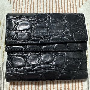 Donna Karan black Alligator Print Trifold wallet